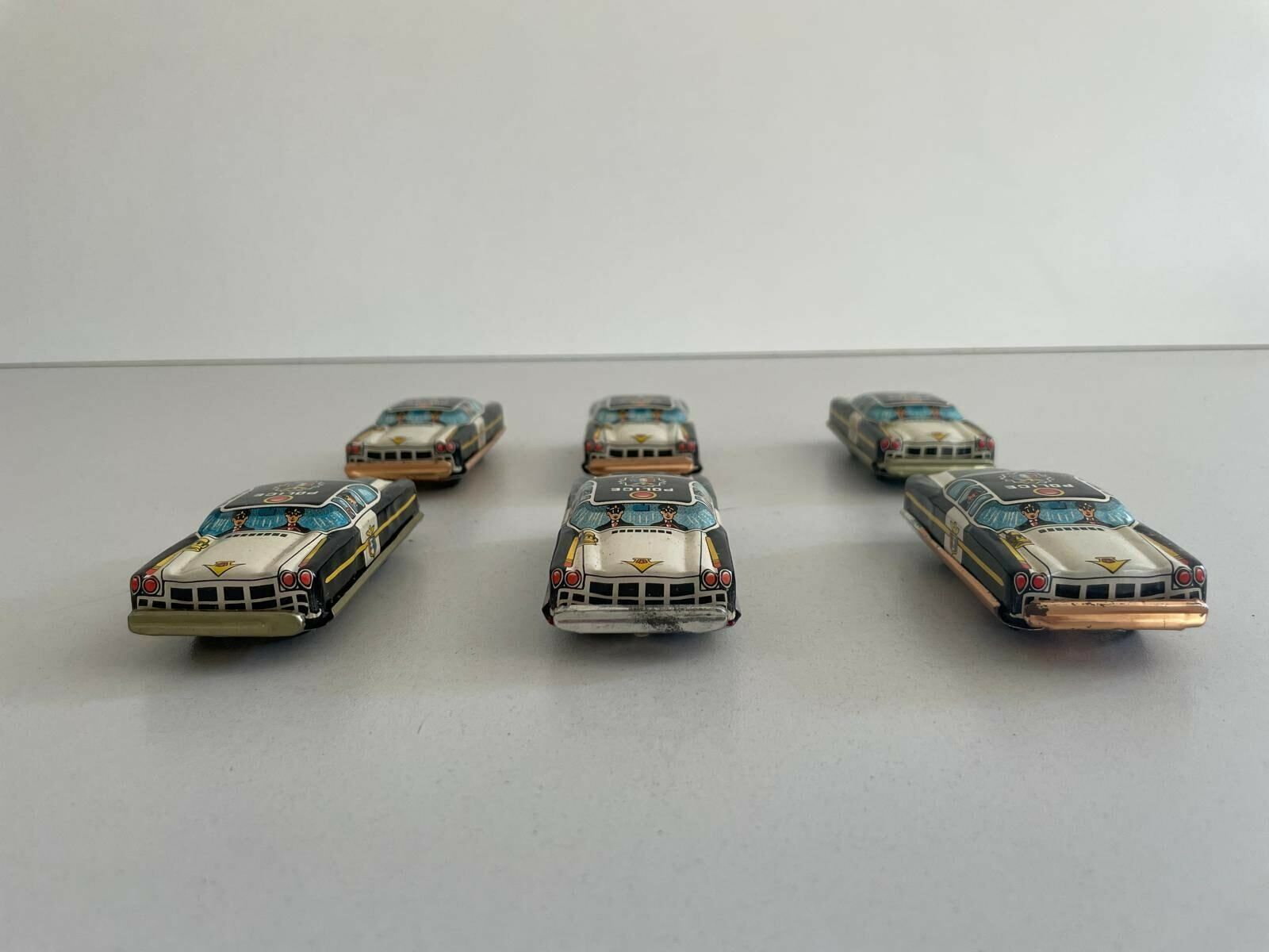 Nt Tin Police Toy Car, Set Of 6, Made In Japan photo Home Decor