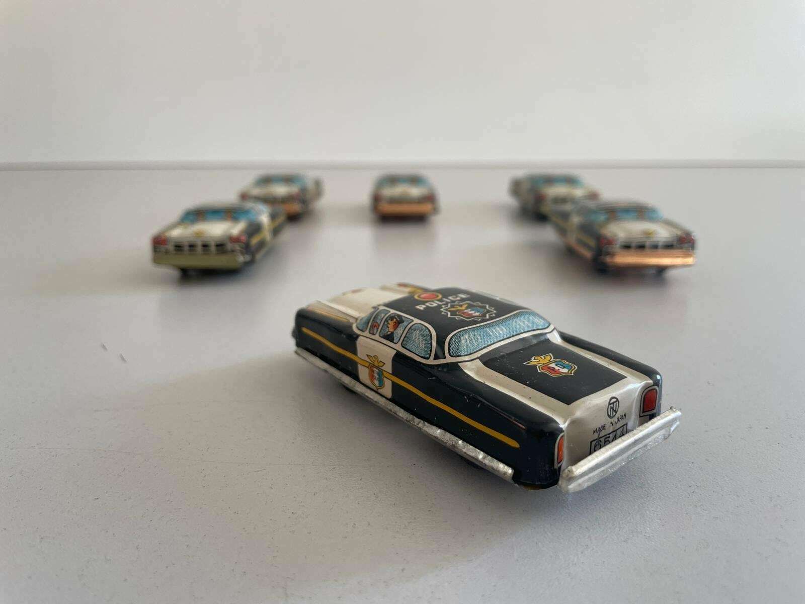 Nt Tin Police Toy Car, Set Of 6, Made In Japan photo 164.0