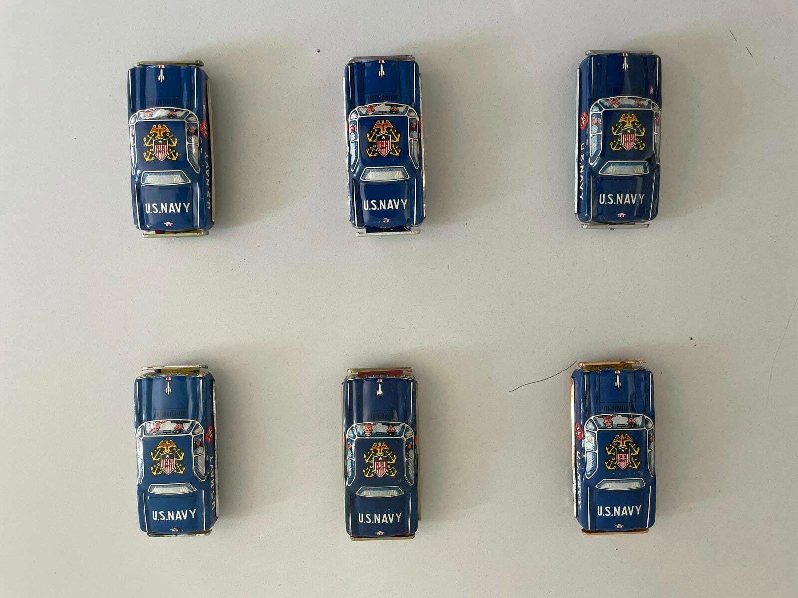 Nt Tin Us Navy Toy Car, Set Of 6, Made In Japan photo vintage
