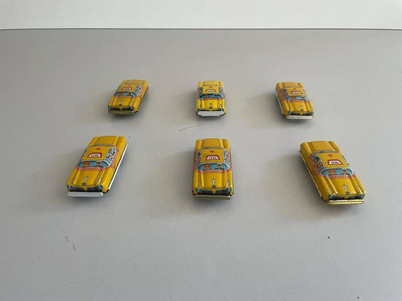 Nt Tin Taxi Toy Car, Set Of 6, Made In Japan photo vinterior