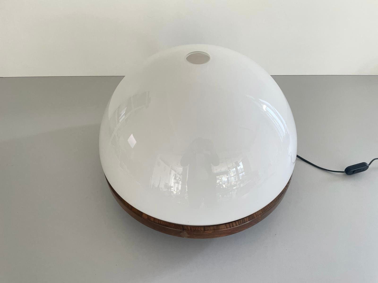 Model 3/3 Table Lamp In Glass And Wood By Luigi Massoni For Selenova, Italy, 1970s photo vinterior