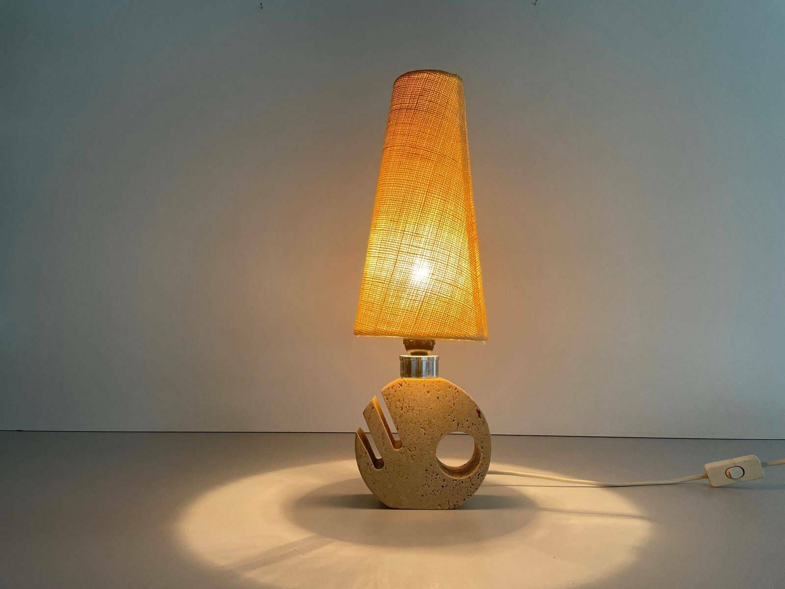 Lovely Fish Design Travertine Table Lamp By Fratelli Mannelli, Italy, 1970s photo Lighting