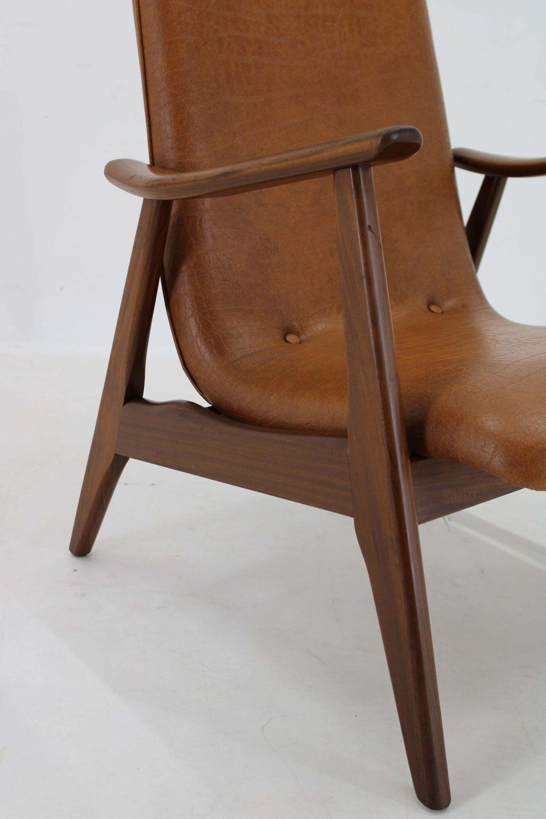 1960s Scandinavian Teak Armchair In Leatherette photo buy