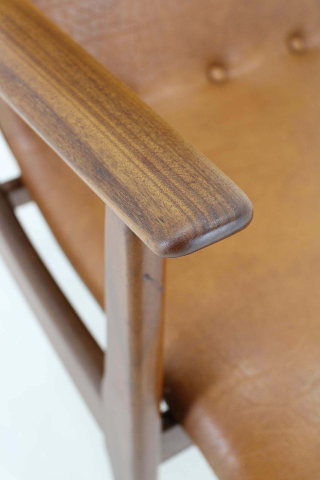 1960s Scandinavian Teak Armchair In Leatherette photo vintage