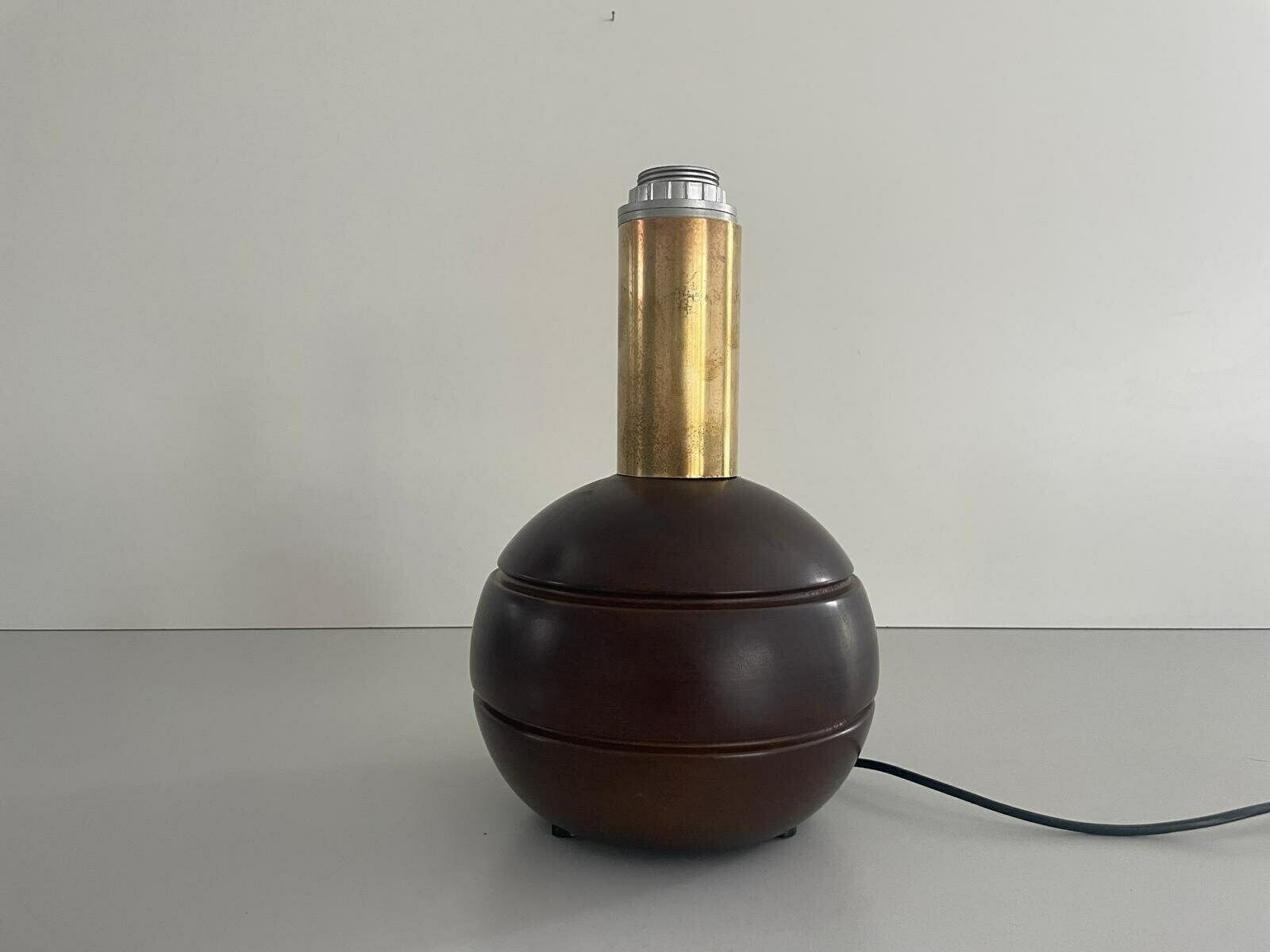 Italian Dark Brown Polished Wood Ball Design Table Lamp, 1960s, Italy