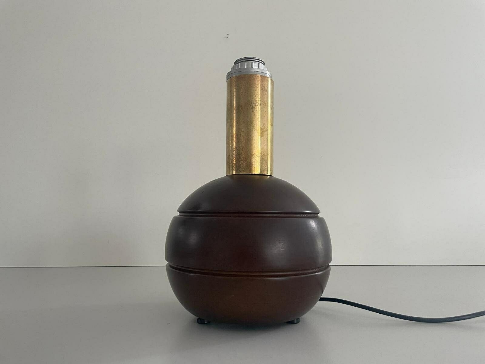 Italian Dark Brown Polished Wood Ball Design Table Lamp, 1960s, Italy photo 1196.0
