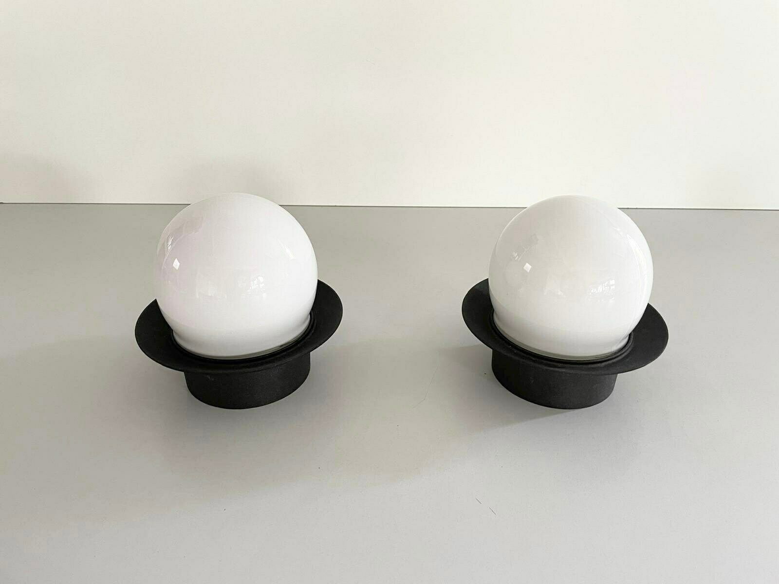 Mid Century Modern Ball Glass Pair Of Flush Mount Or Wall Lights By Ismos, Italy, 1960s photo Lighting