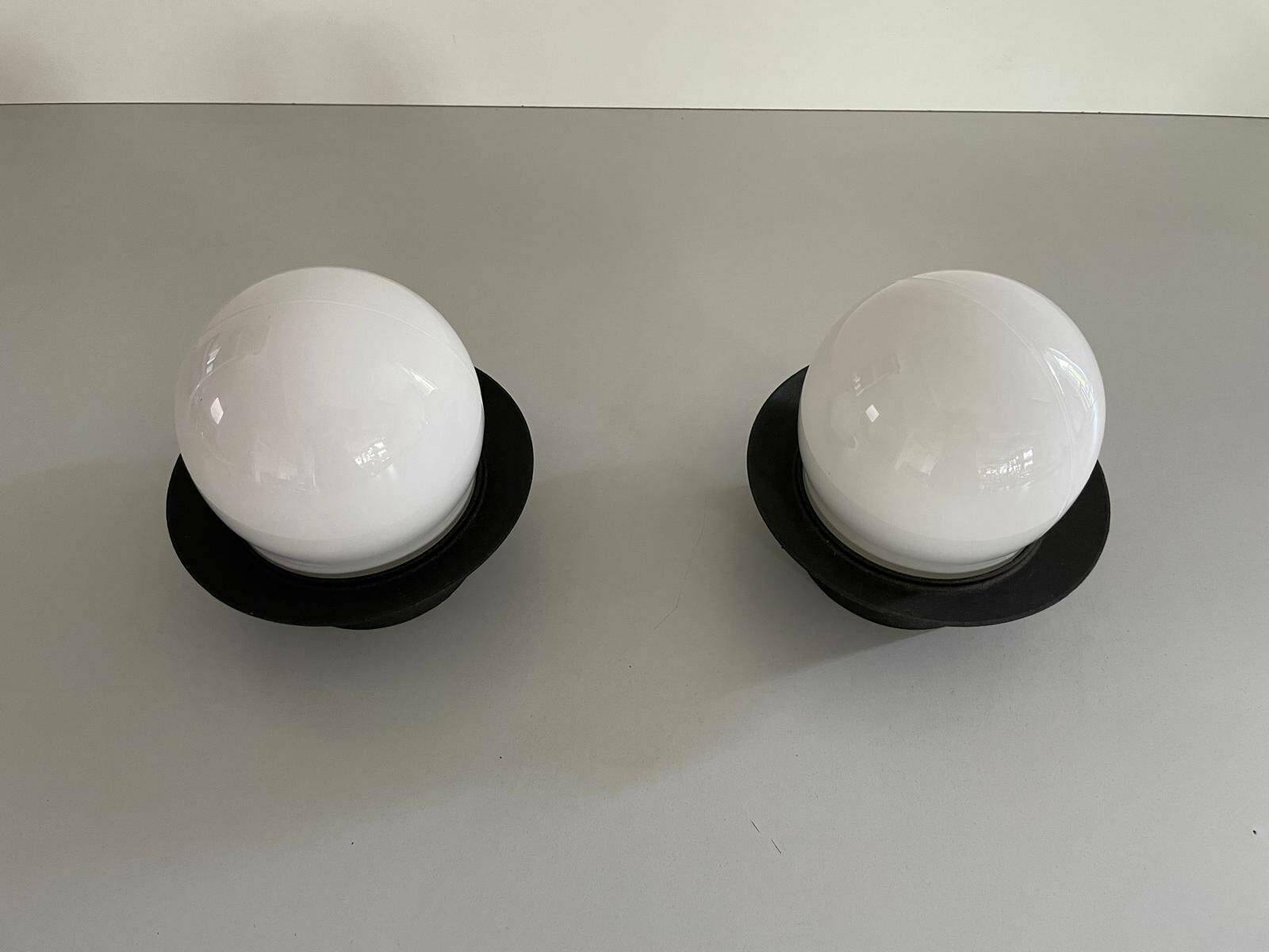 photo furniture Mid Century Modern Ball Glass Pair Of Flush Mount Or Wall Lights By Ismos, Italy, 1960s