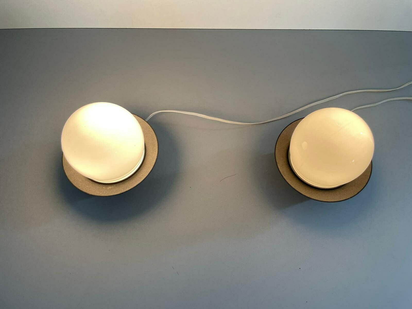 photo for sale Mid Century Modern Ball Glass Pair Of Flush Mount Or Wall Lights By Ismos, Italy, 1960s