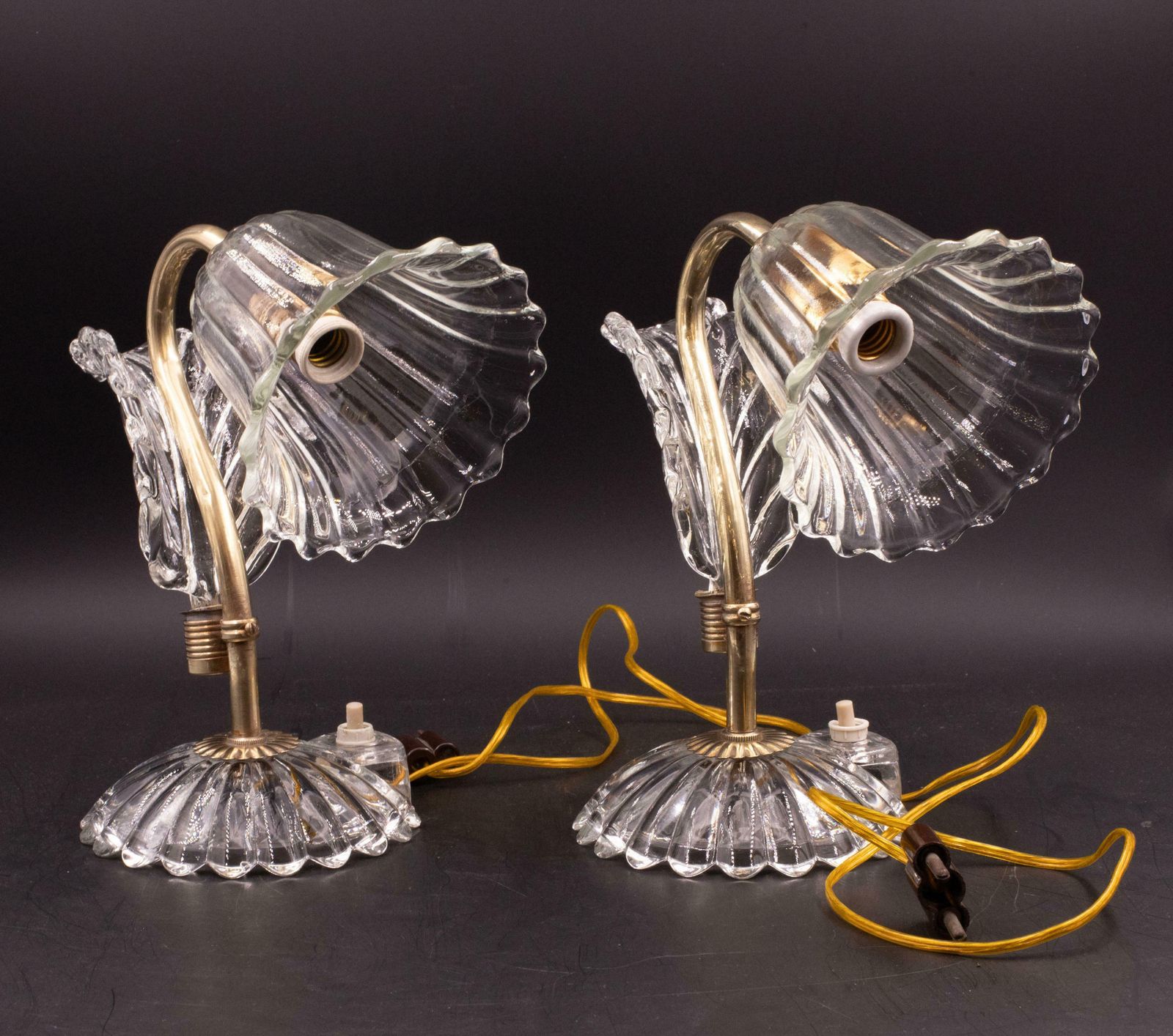 Set Of 2 Art Decò Murano Glass Barovier E Toso Table Lamp, 1940 photo 1542.0
