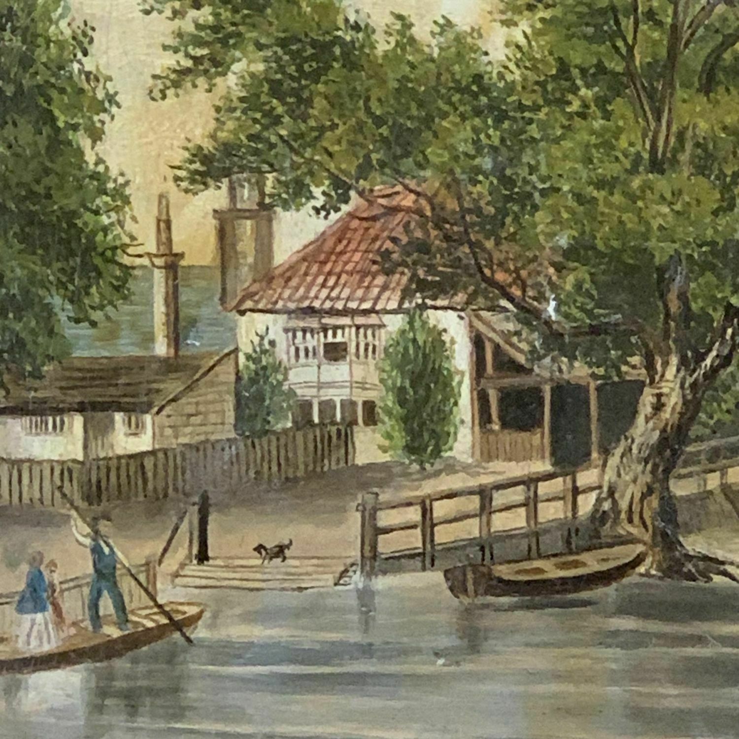 "Pull's Ferry" A 19th Century Norwich School Oil On Board Painting photo furniture