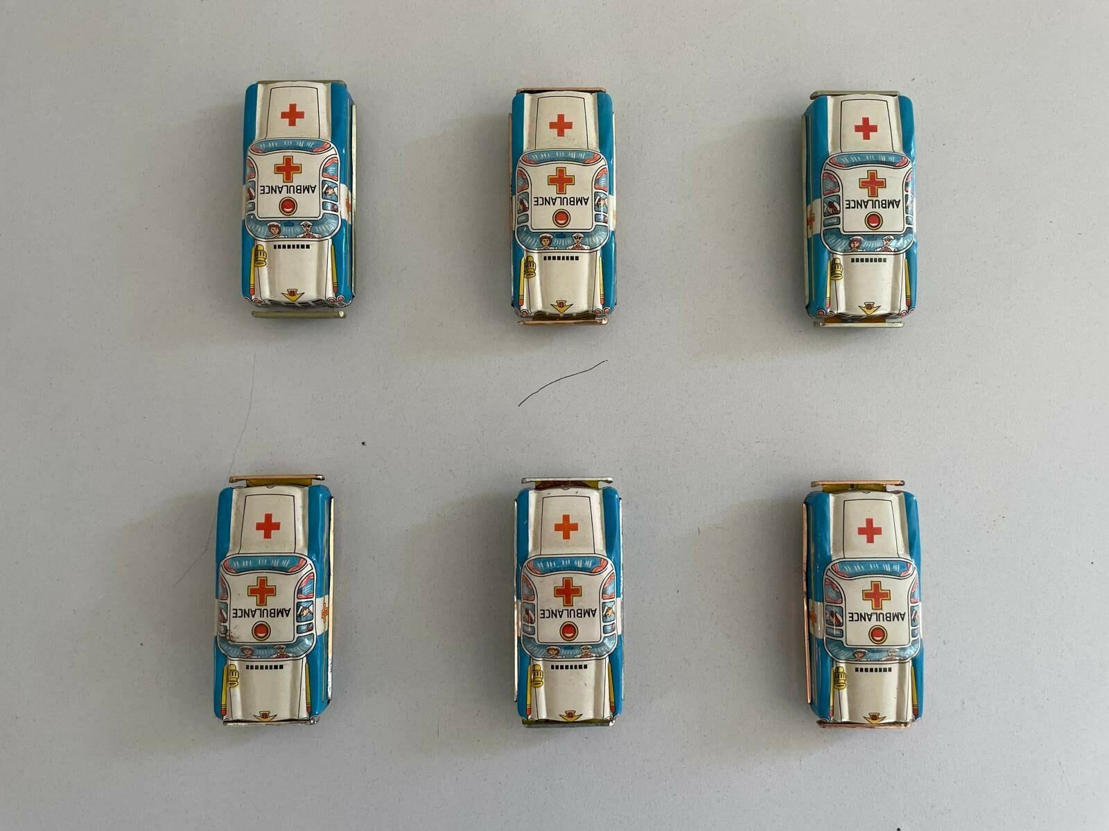 Nt Tin Military Police Toy Car, Set Of 6, Made In Japan photo vintage
