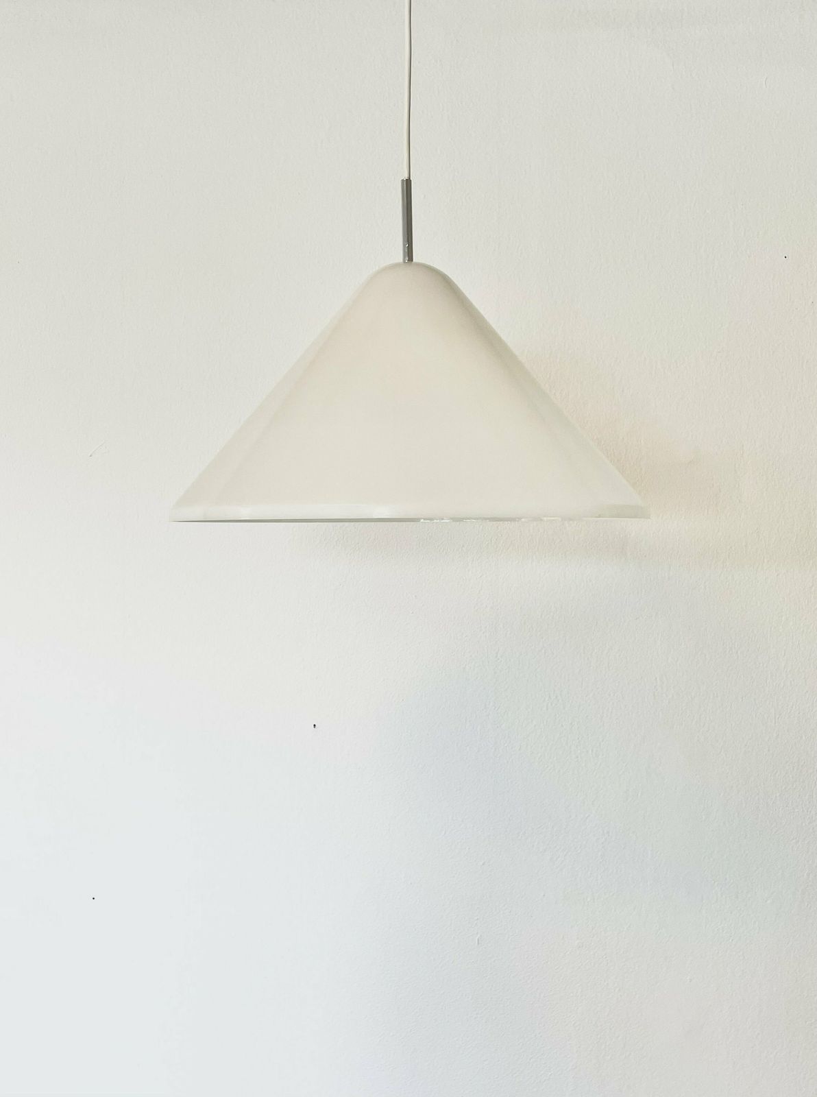 Vintage Danish Minimalist “Apollo” Mid Century Nordisk Solar Design Ceiling Lamp In White Plastic With Chrome Top photo 247.0