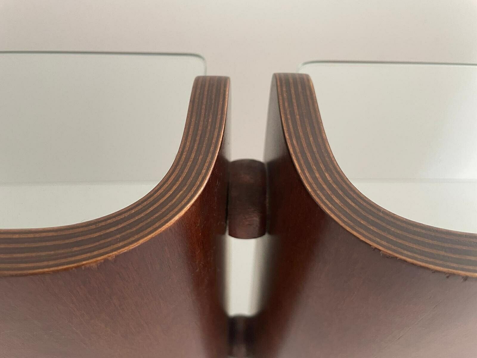 photo furniture Italian Design Bent Wood Clothes Rack With 4 Brass Hanger And 2 Glass Shelf, Italy, 1960s