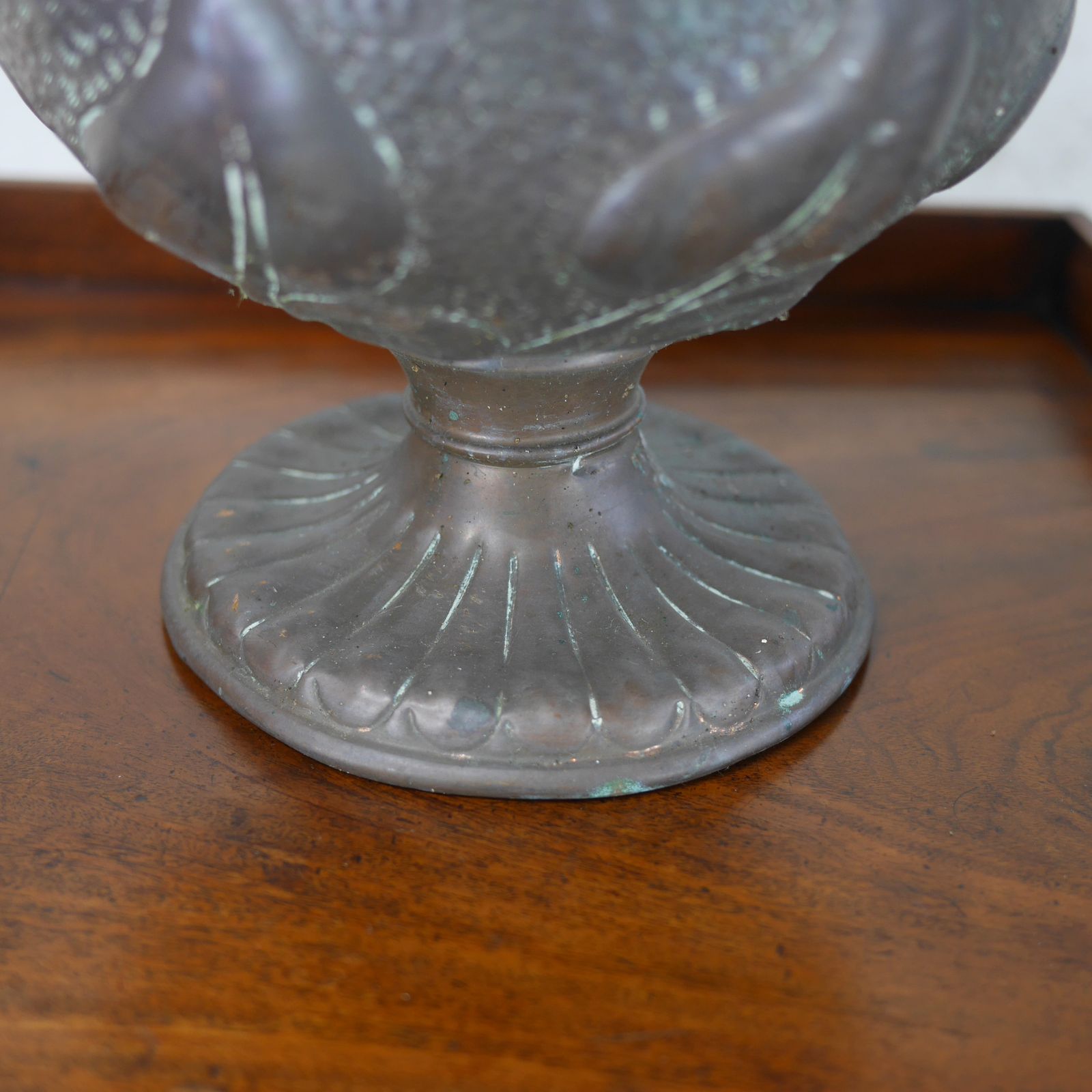 Antique Vintage Heavy Copper Jardiniere Planter Plant Pot Urn Etched #102581 photo vinterior