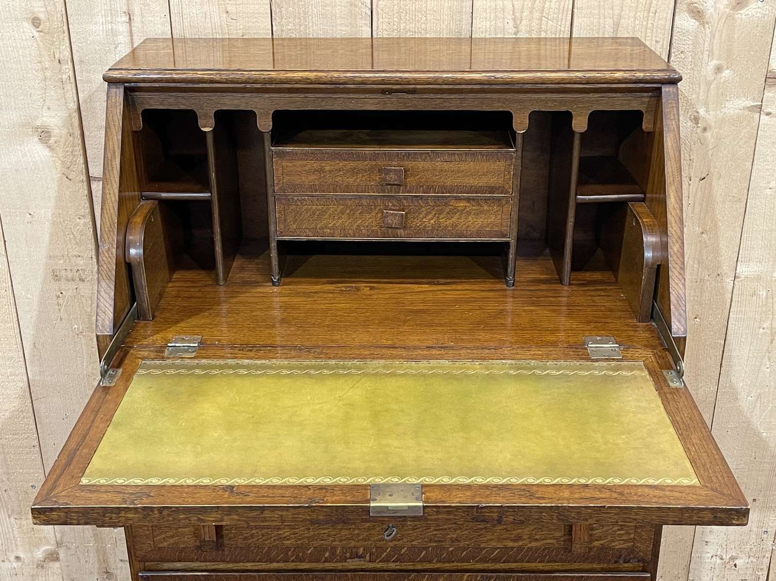 English Speed Bump Desk In Oak And Leather, From The 1950s photo Furniture
