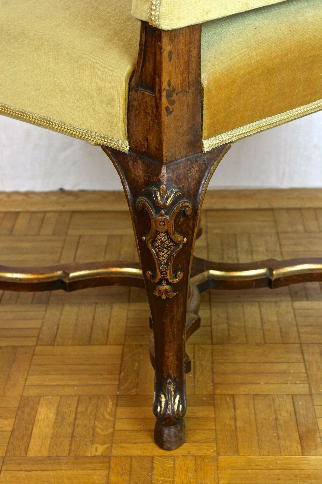 Set Of Six 18th Century Baroque Dining Chairs With Gilt Accents, Italy Ca. 1790 photo vintage