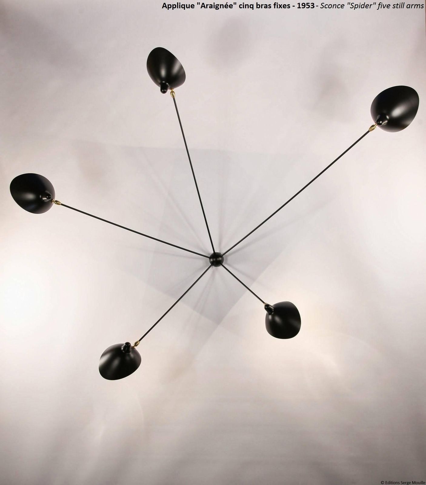 Sconce Lamp Serge Mouille Model "Applique Spider 5 Arms" In Black Or White photo for sale