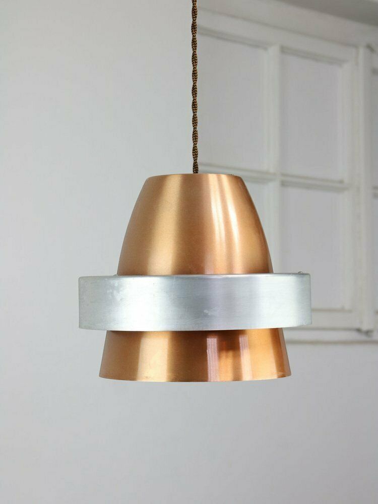 Italian Space Age Aluminum Pendant Lamp In Copper Color, 1970s photo for sale