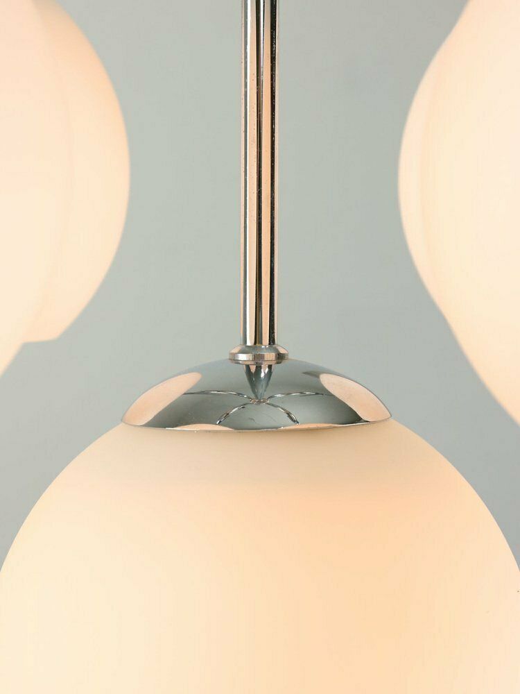 photo furniture Vintage Italian Chrome And Opaline Chandelier, 1970s