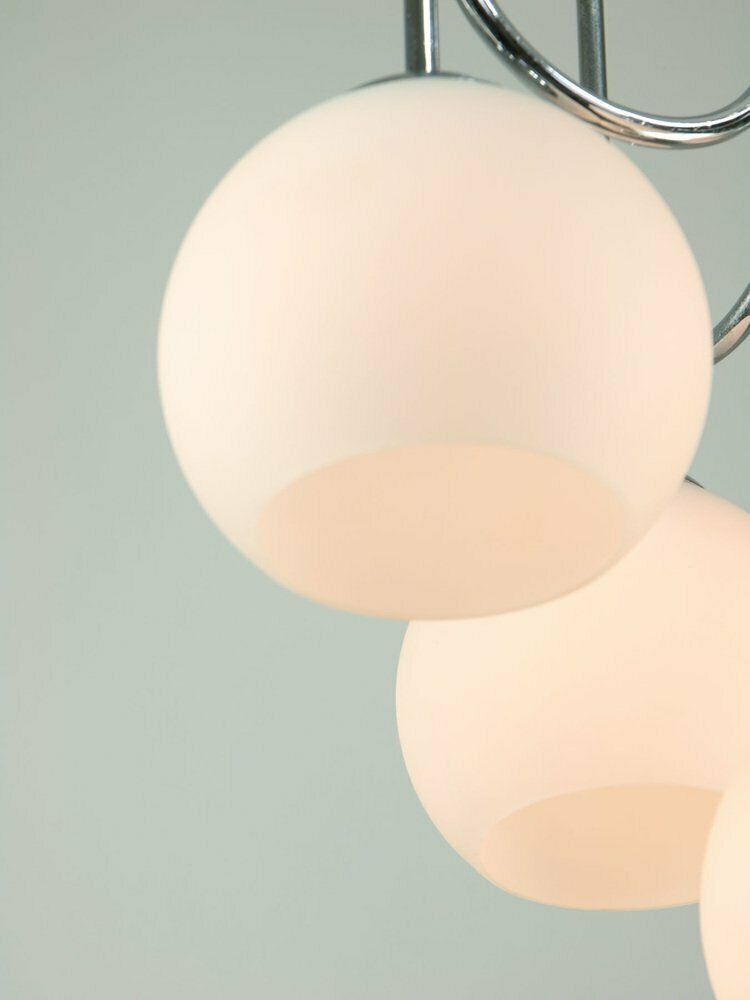 964.0 Vintage Italian Chrome And Opaline Chandelier, 1970s photo