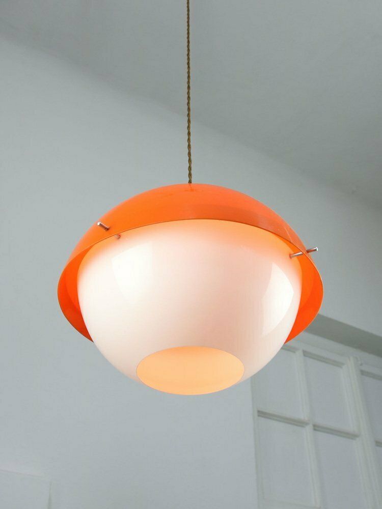 497.0 Space Age Italian Orange Acrylic Glass Pendant Lamp, 1970s photo
