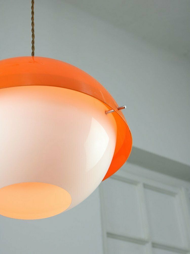 photo vinterior Space Age Italian Orange Acrylic Glass Pendant Lamp, 1970s