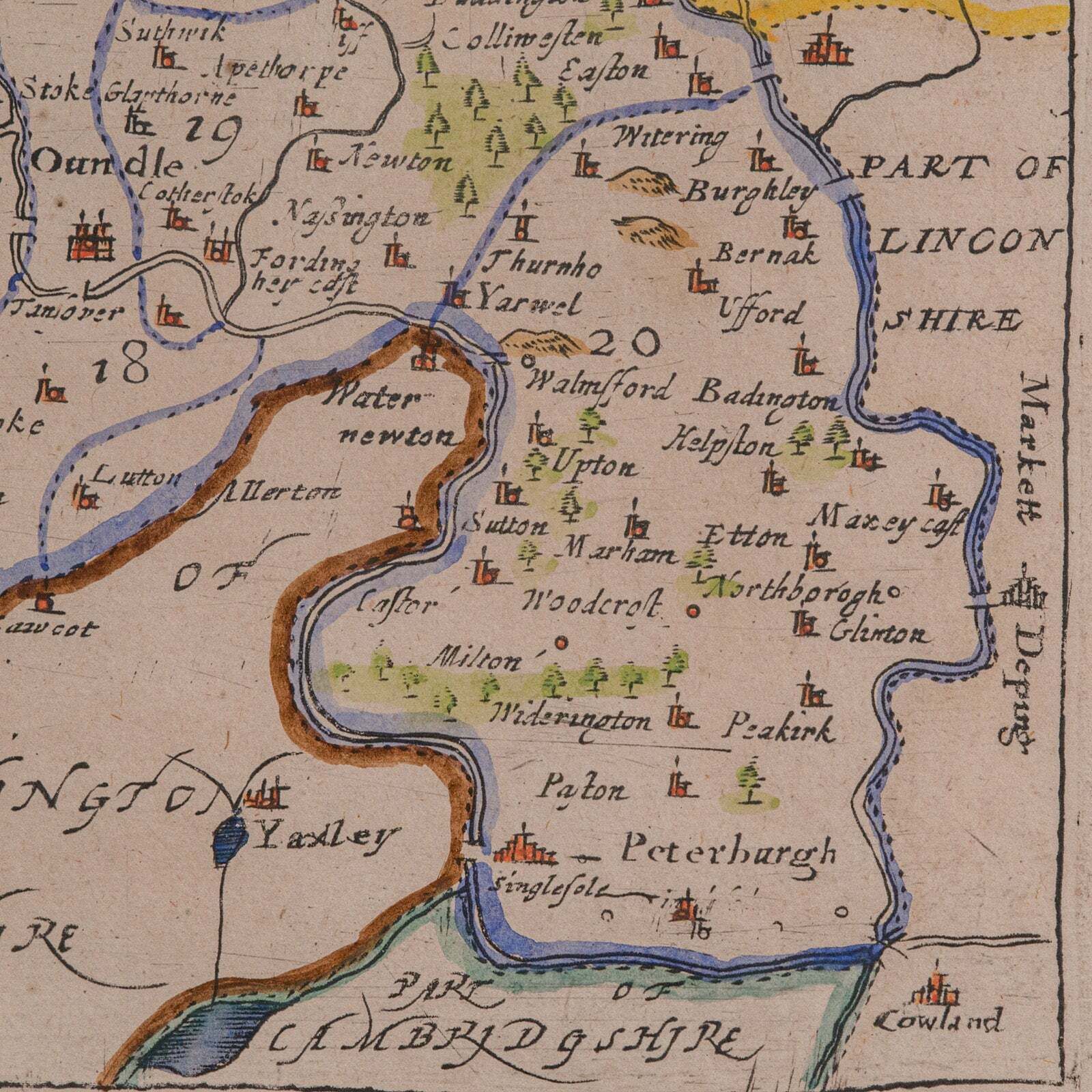 585.0 Antique County Map, Northamptonshire, English, Framed Cartography, Richard Blome photo