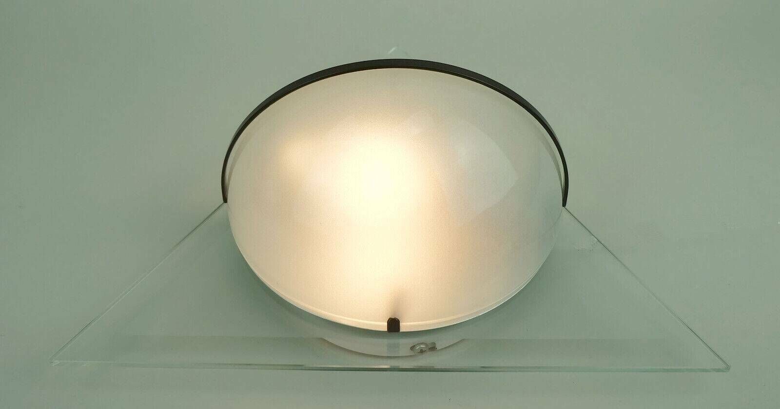 Pair Of Italian 1980s Sconces Wall Lamps Lamperti Model Illo Etched Glass And Metal photo Lighting