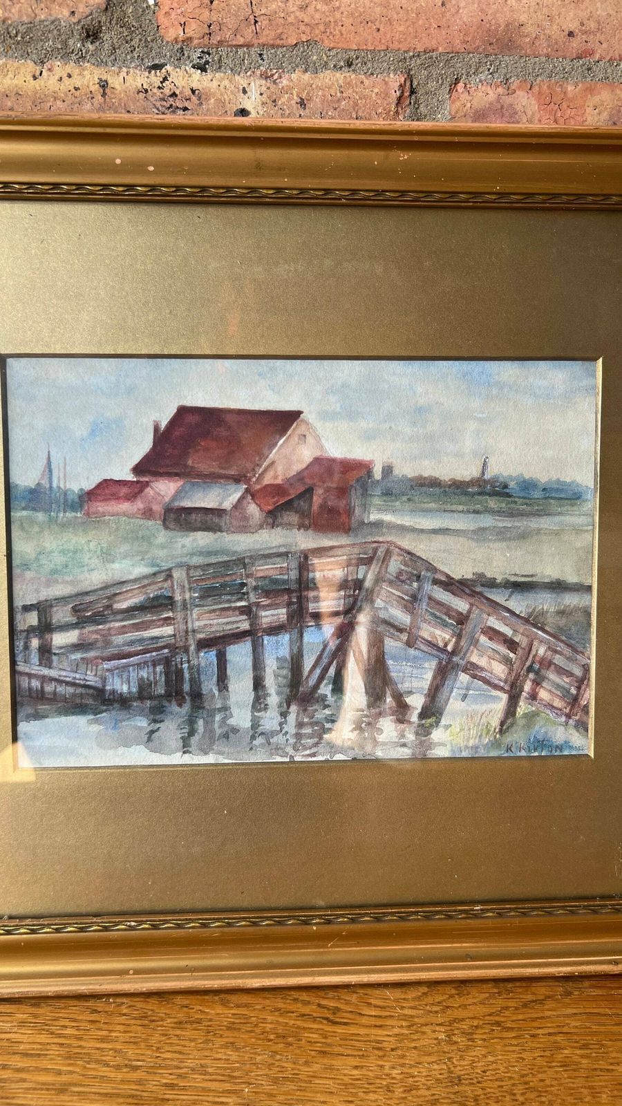 Antique Early 20th Century Framed And Signed Watercolour Landscape Painting photo furniture