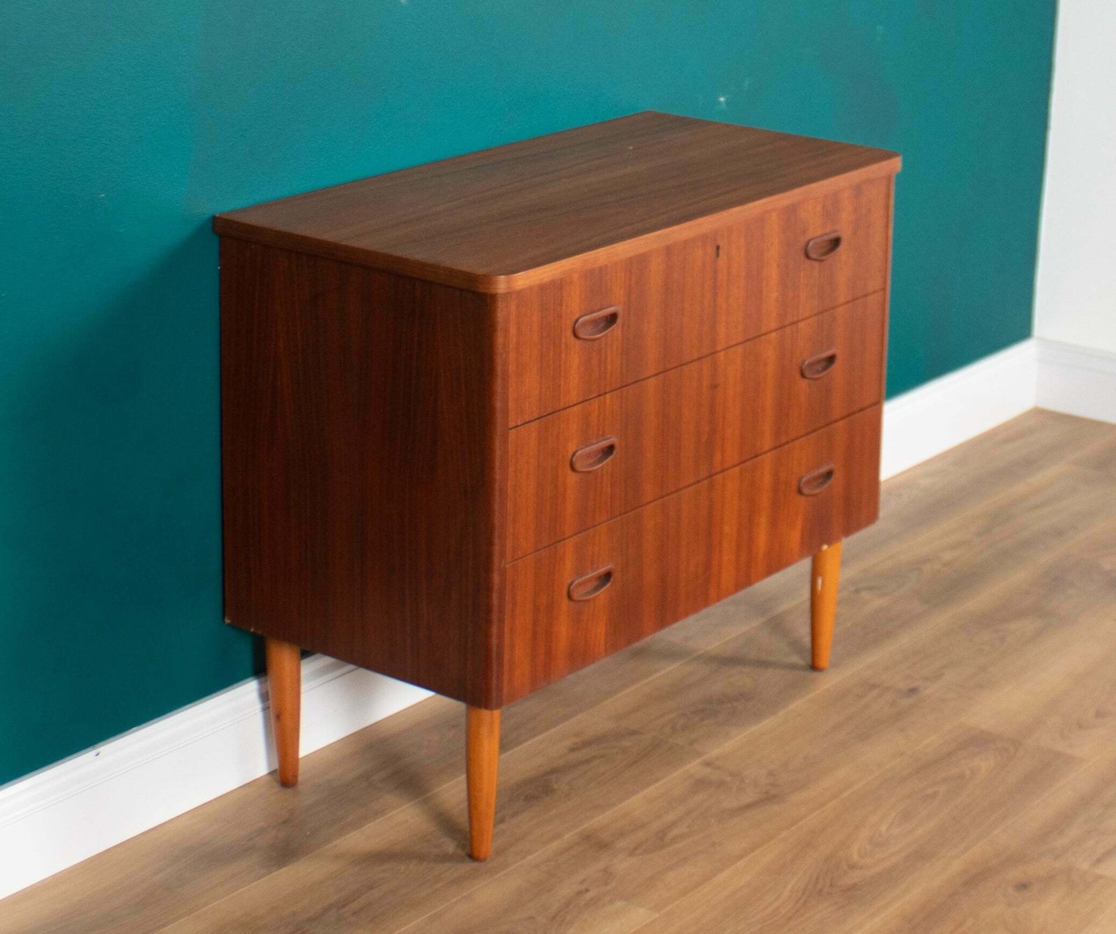 Retro Teak 1960s Bedside Chest Of Drawers photo vintage