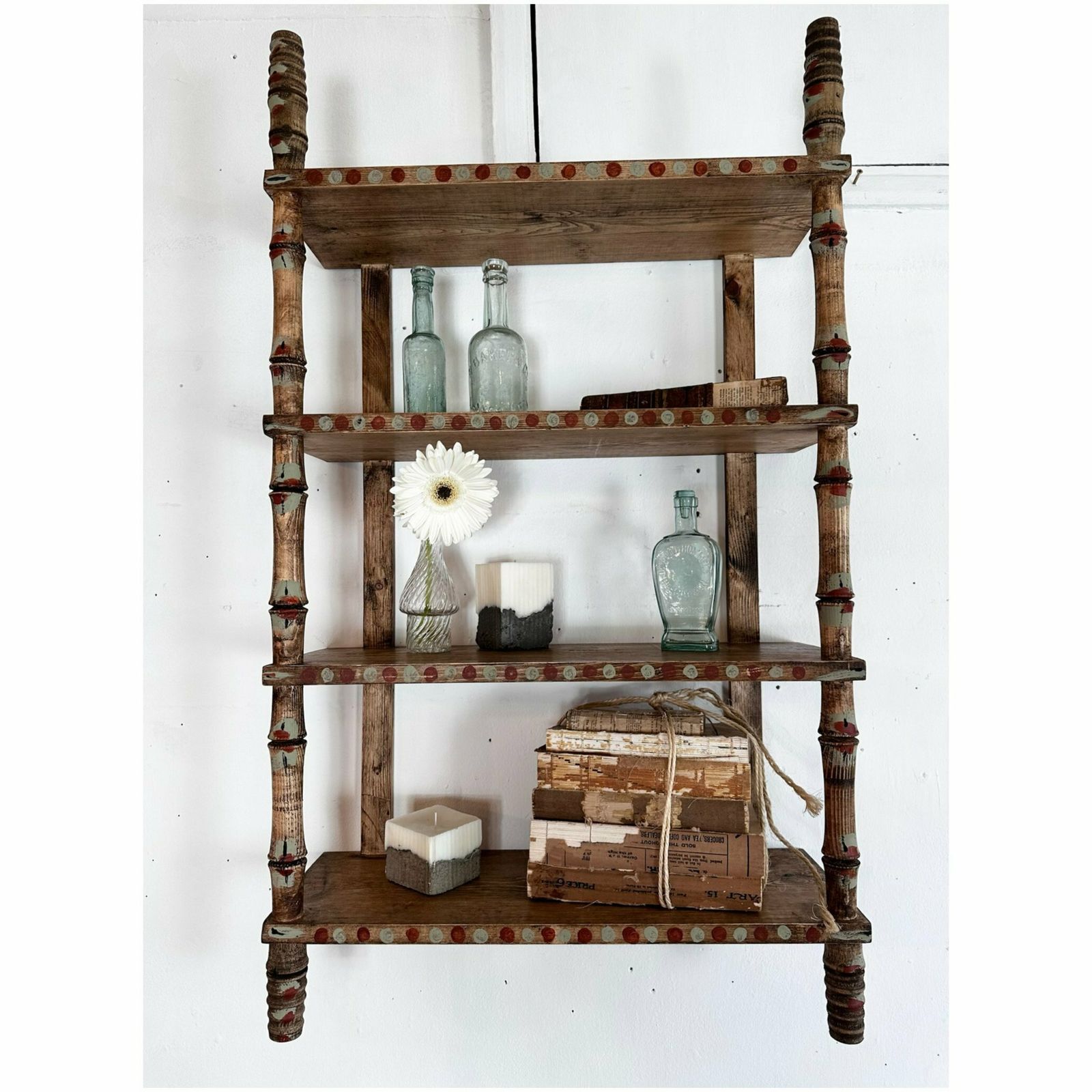 475.0 "Made By Muirshin" Faux Bamboo Overpainted Shelving Unit Variety Of Sizes And Styles Available photo