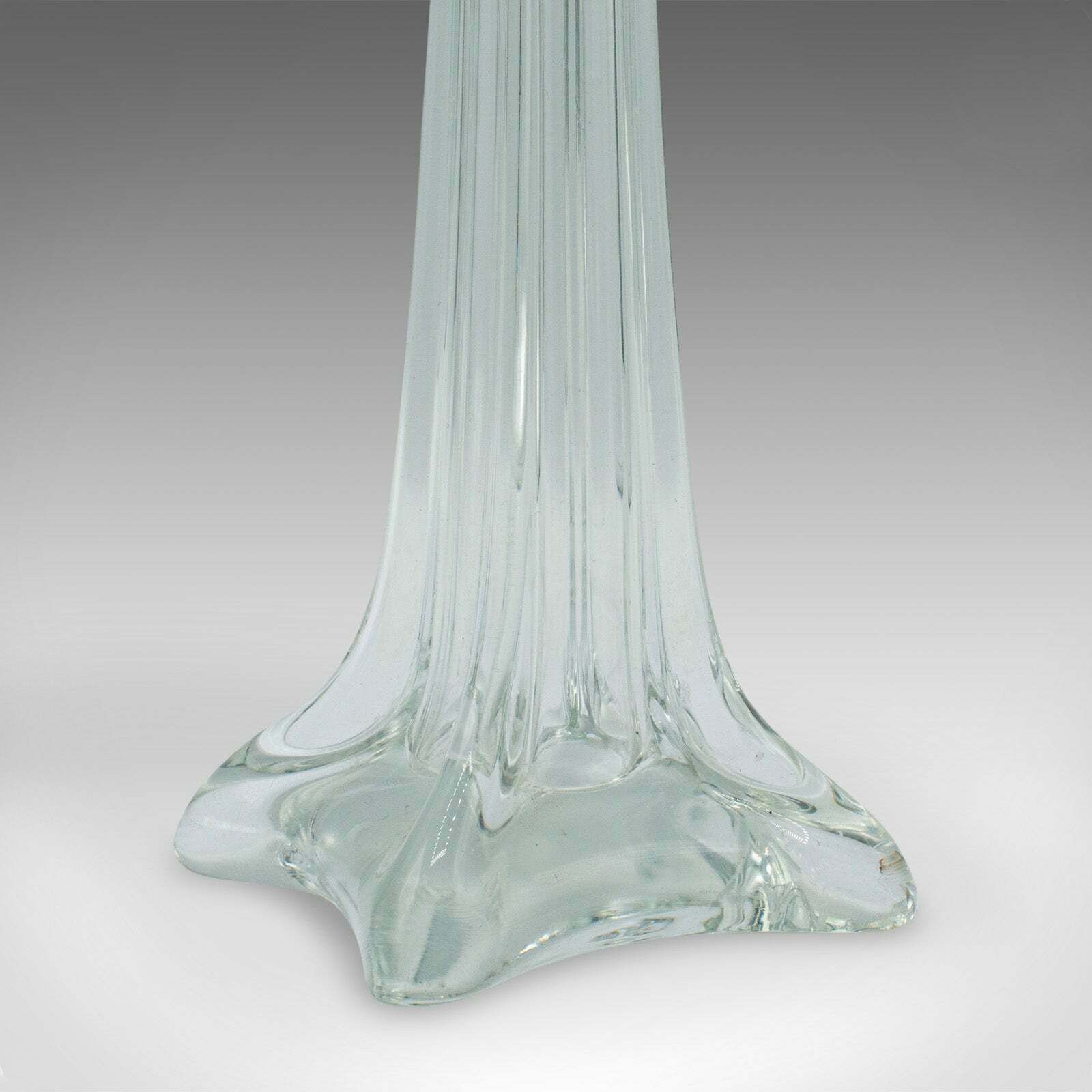 Tall Vintage Stem Vase, French, Glass, Fluted Sleeve, Flower, Mid Century, 1950 photo vintage