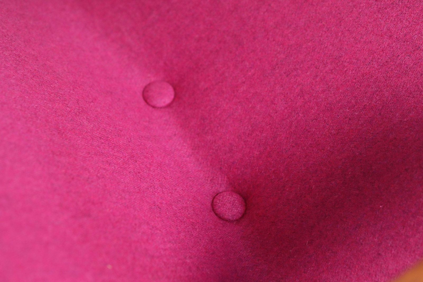 photo for sale Fuchsia Wool Mid Century Armchair Wooden Lounge Chair Refurbished, 1960s, Poland