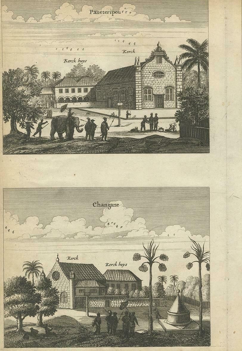 Antique Print Of The Churches Of Paneteripoum, Manipay, Changane And Vanarpone photo for sale