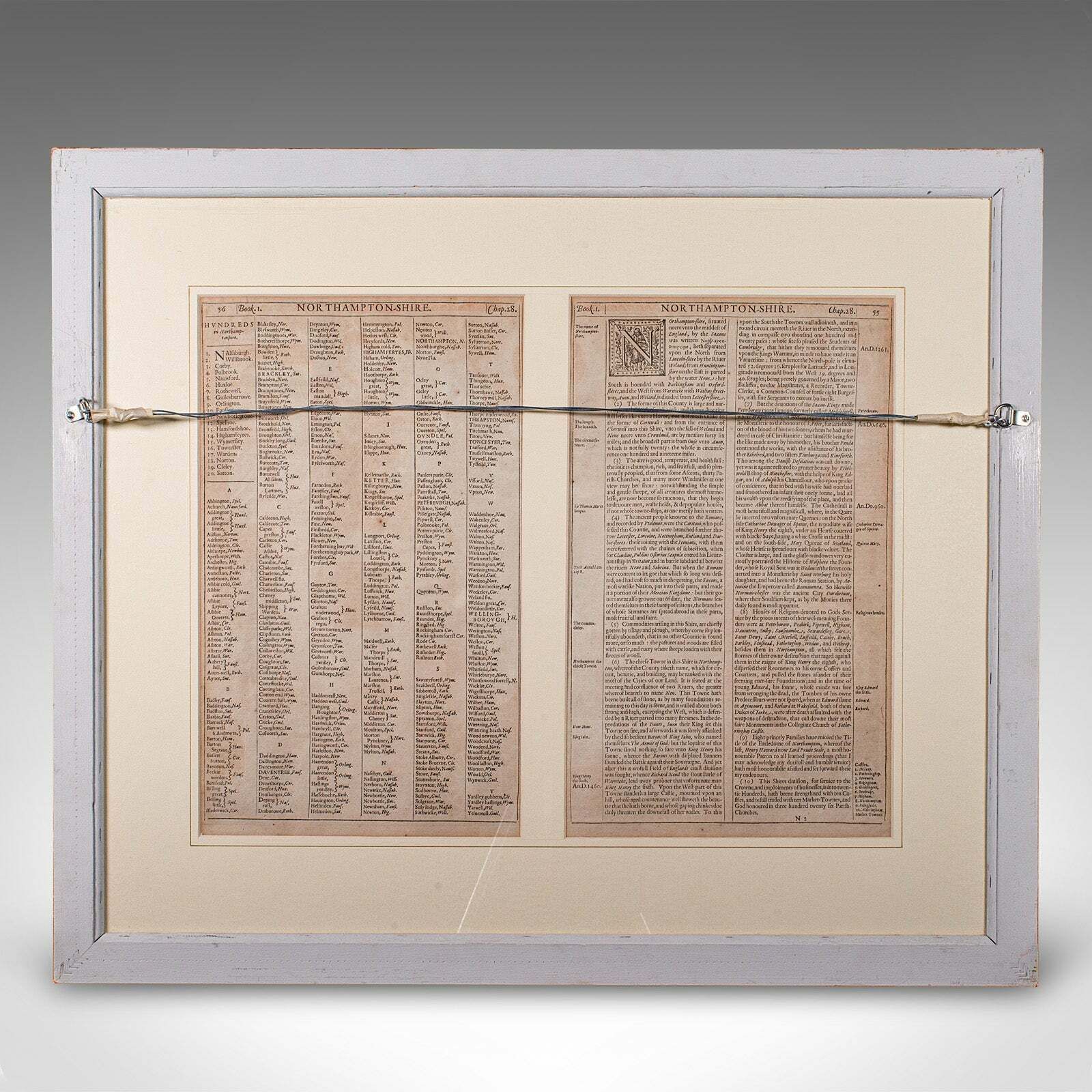 photo furniture Large Antique Lithography Map, Northamptonshire, Framed Cartography, John Speed