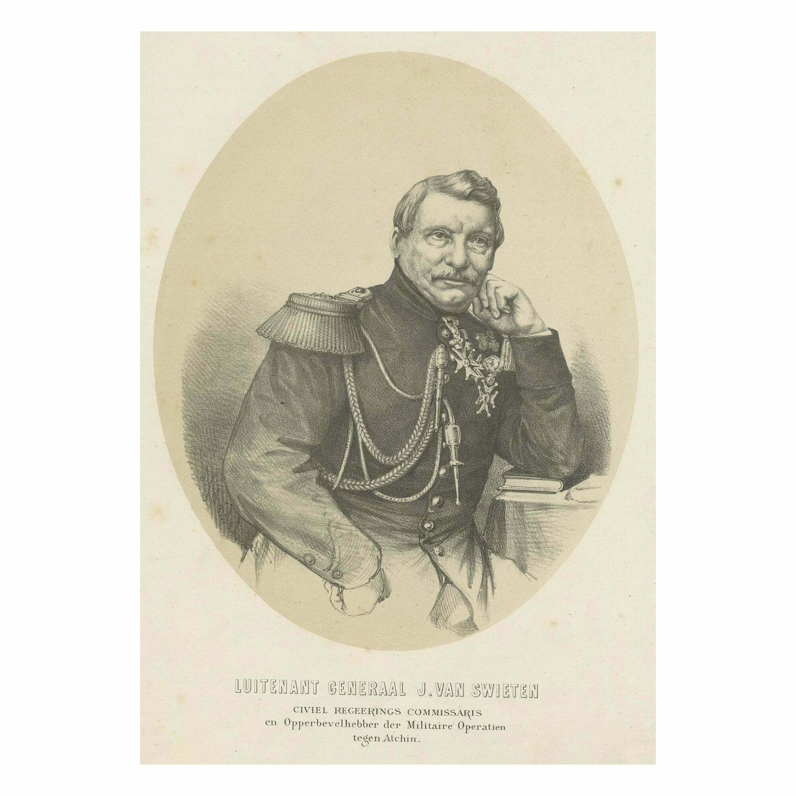 Antique Portrait Of A Dutch Officer Named Jan Van Swieten 1874