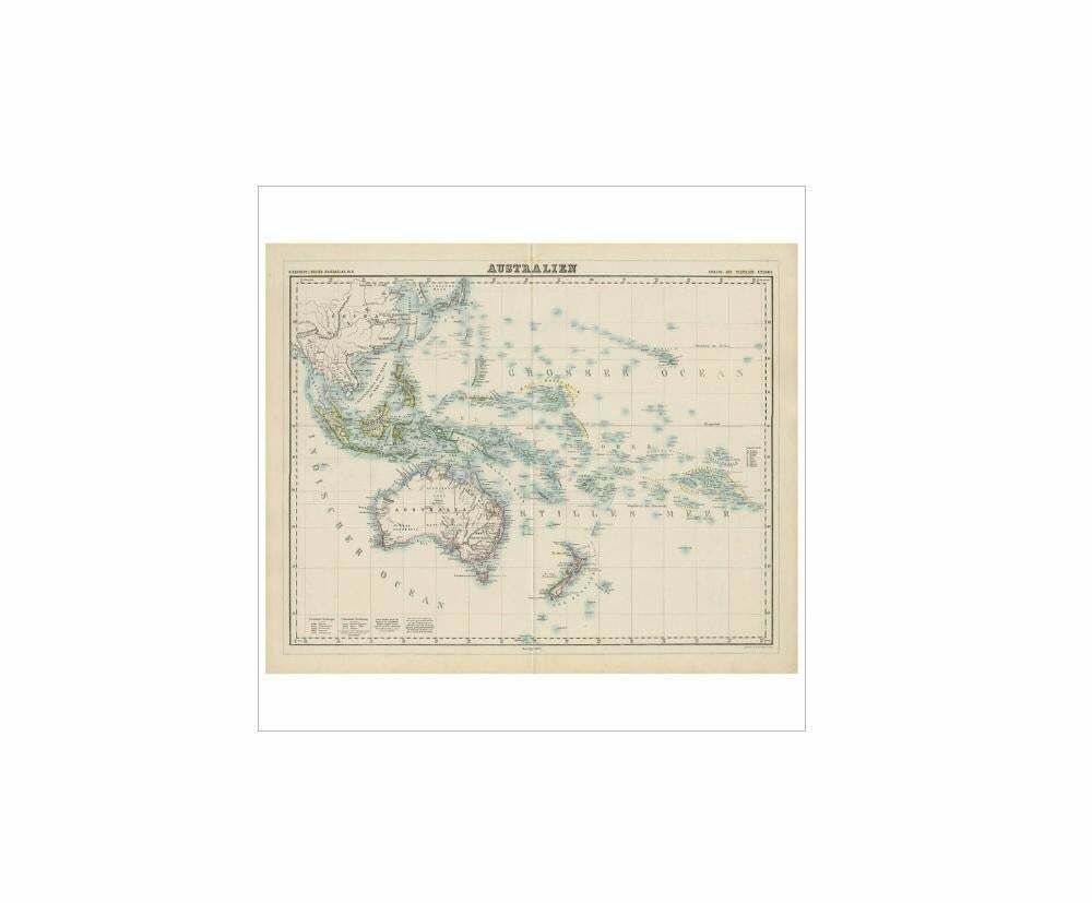 Antique Map Of Australia By H. Kiepert, 1875 photo Art