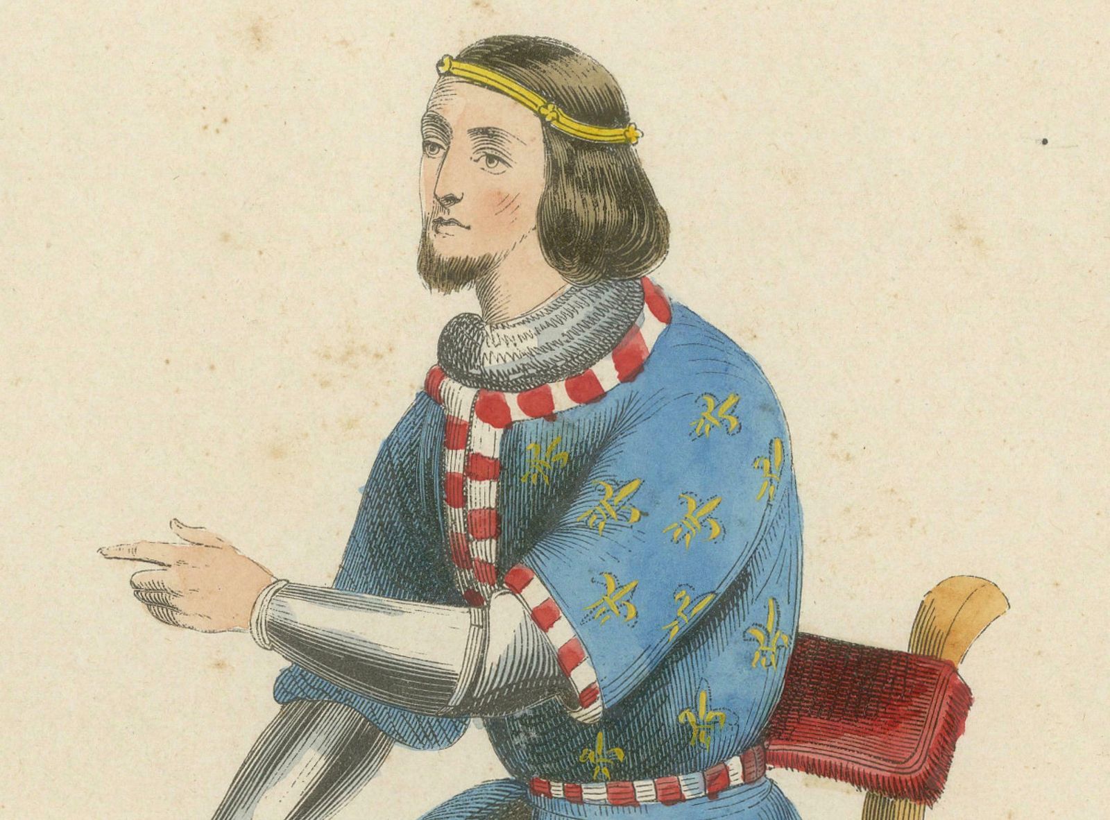 Old Engraving Of Philippe Le Hardi: The Bold Duke Of Burgundy In Council, 1847 photo Art