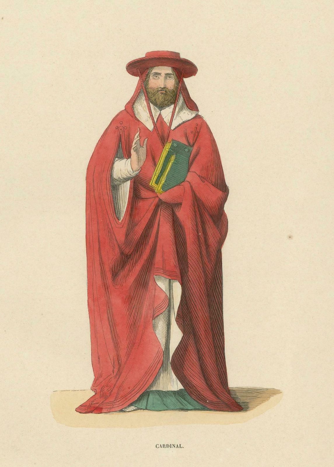 Original Hand Colored Engraving Of A Cardinal Of The Middle Ages, 1847 photo 172.0