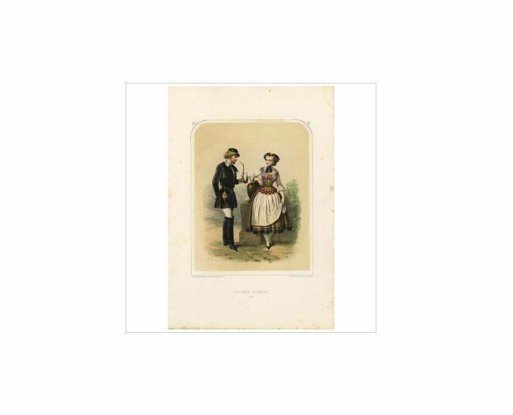 Antique Costume Print Of Germany By A. Lacouchie, Circa 1850 photo for sale
