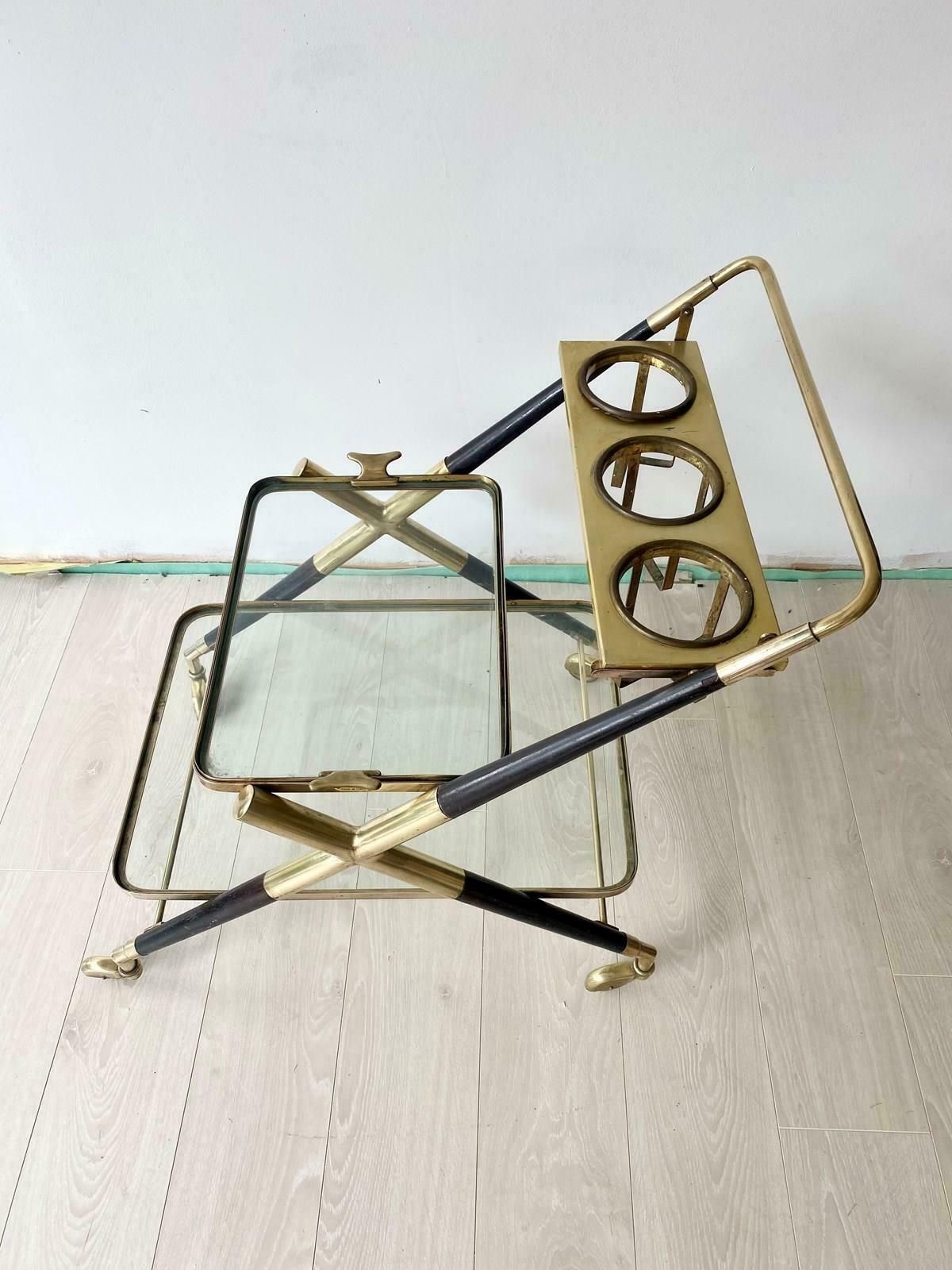 Mid Century Italian Cesare Lacca Brass Trolley photo vintage