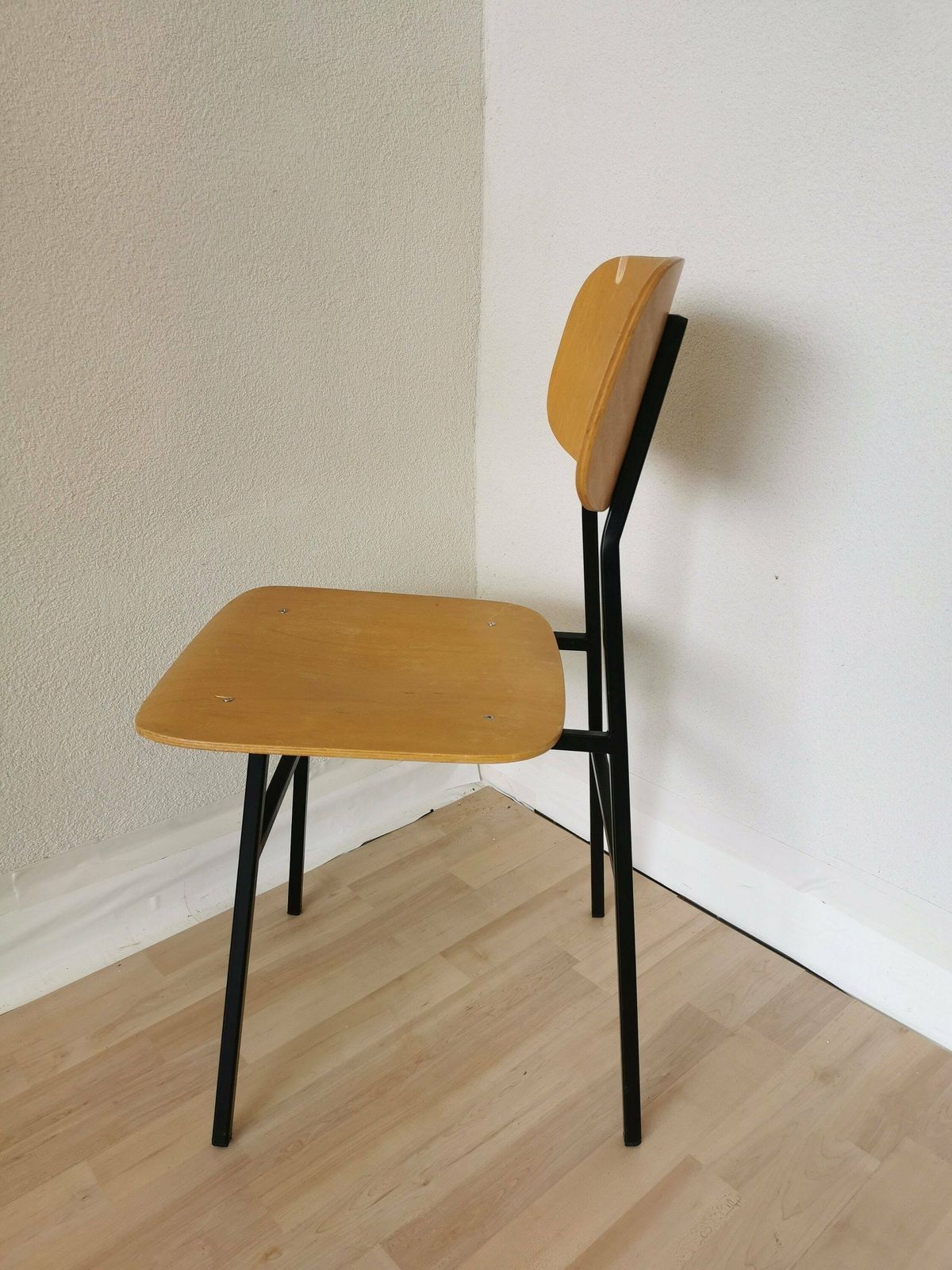 Vintage School Chair / Retro Wooden Dining Chair With Metal Base / Stol Kamnik Yugoslavia 1970 / Mid Century Dine Bistro Bar Pub photo buy