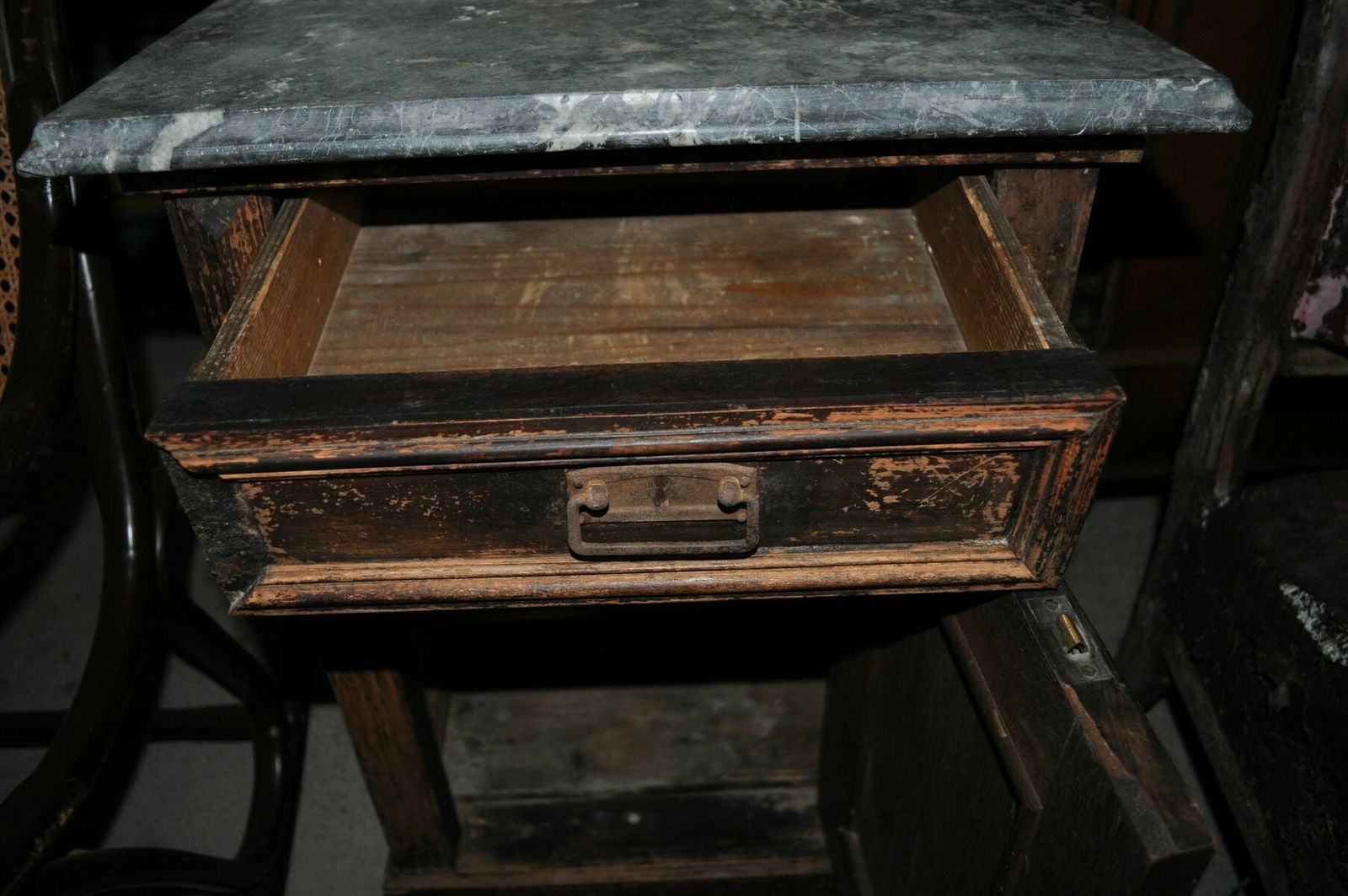 Antique German Marble Top Nightstand, 1890s photo furniture