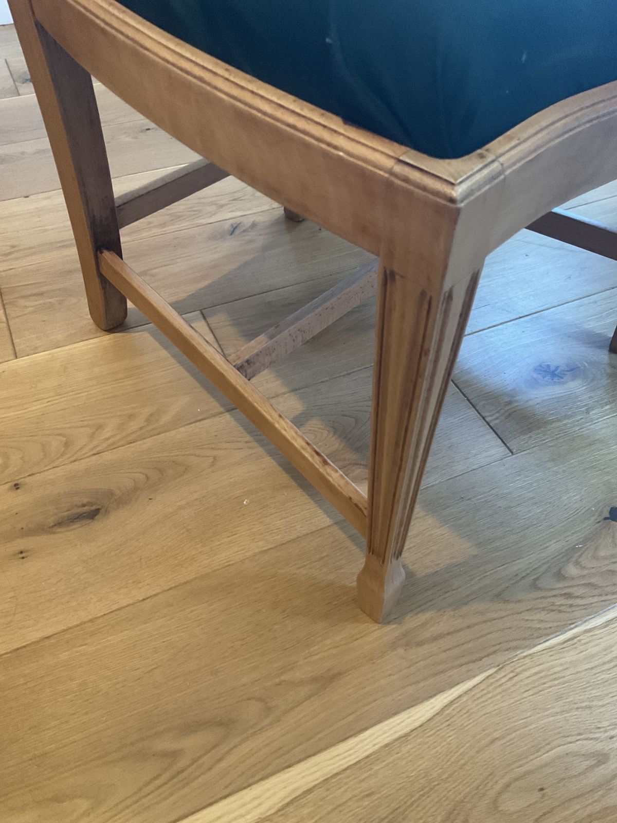 Wooden Chair With Carved Backrest And Upholster Seat photo for sale
