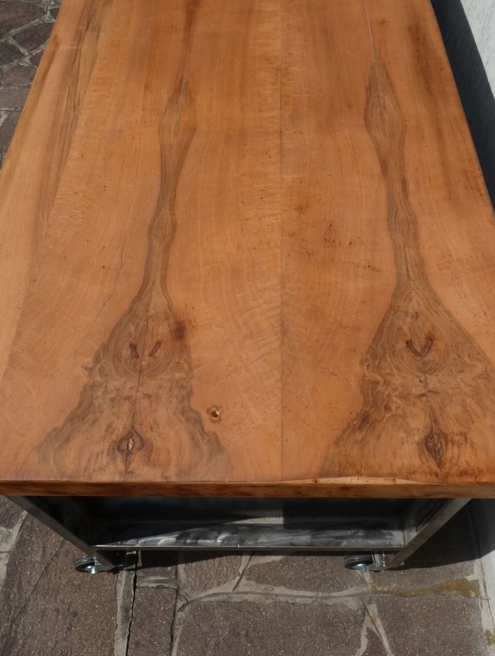 Industrial Style Island Counter In Steel And Walnut, 1970s photo Furniture