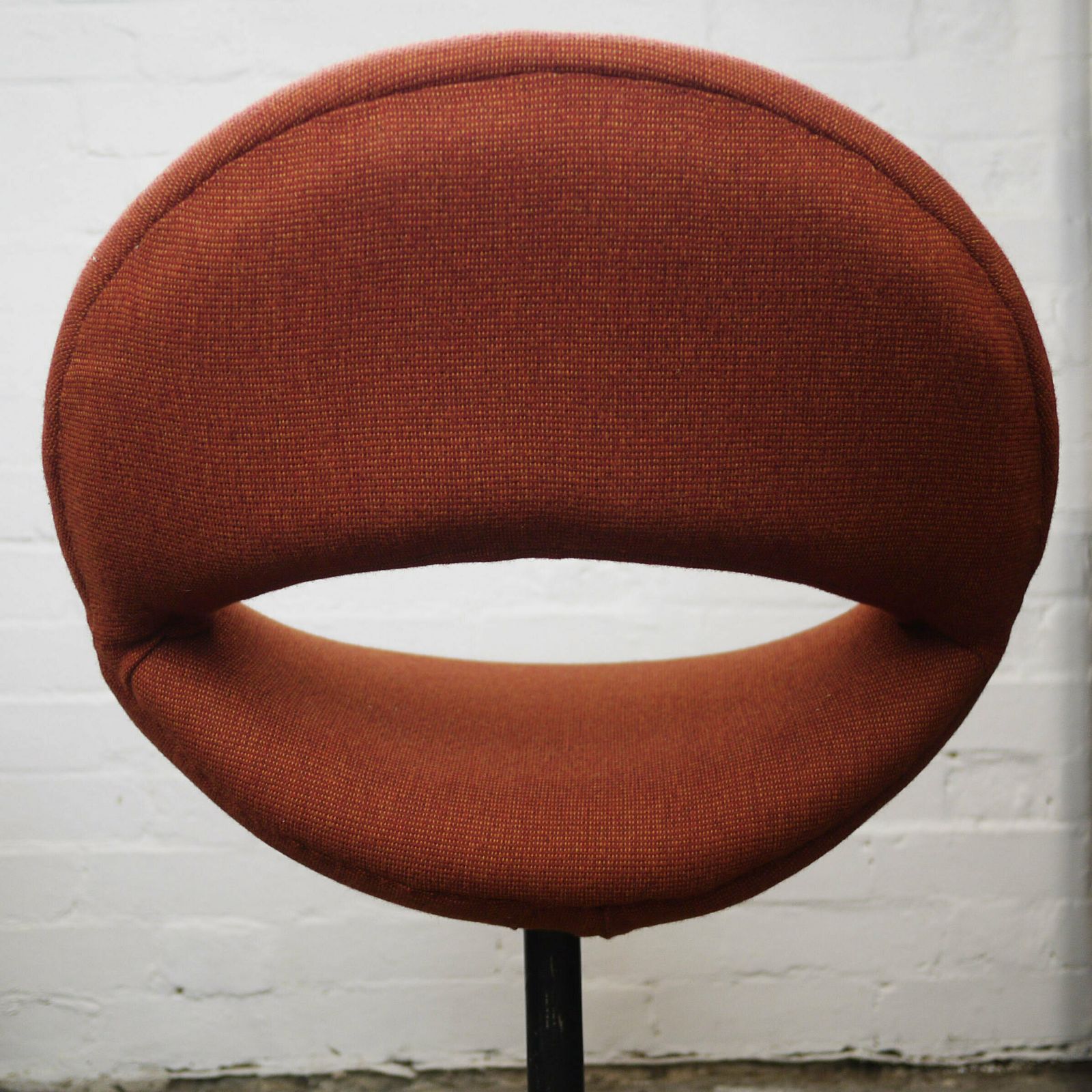 photo for sale Pair Of Dark Orange Bucket Chairs In Handwoven Fabric, 1960s, Set Of 2