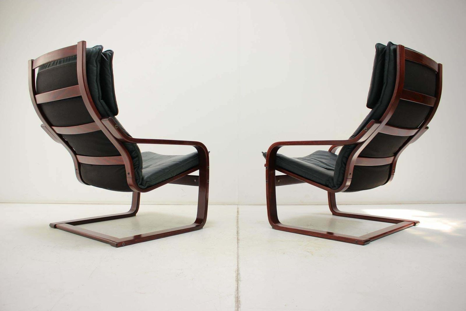Set Of Two Leather Armchairs By Ikea, Sweden, 1980's photo for sale
