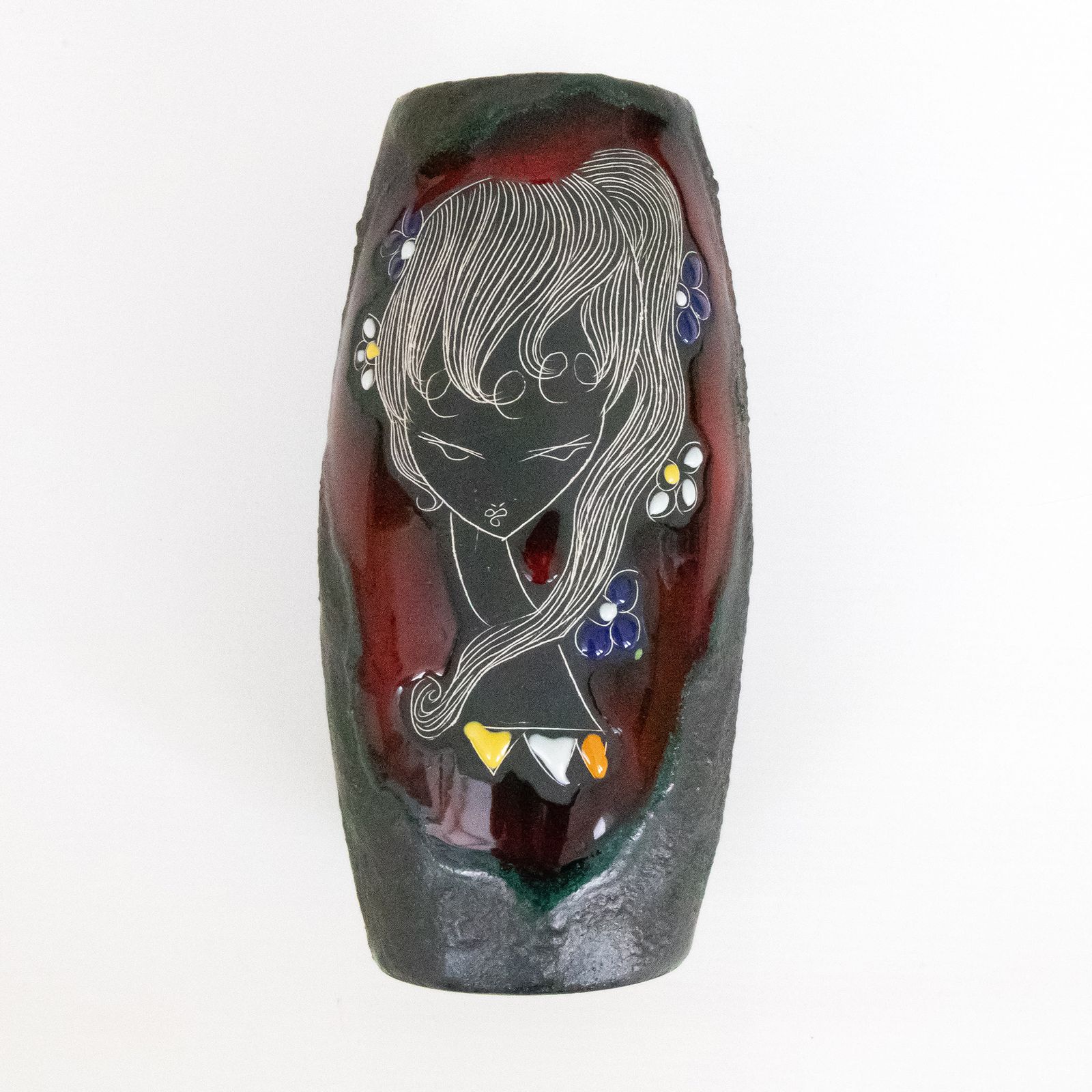 1960s Stylised Girl Vase Handmade At Libertas Pottery Studio In The Republic Of San Marino