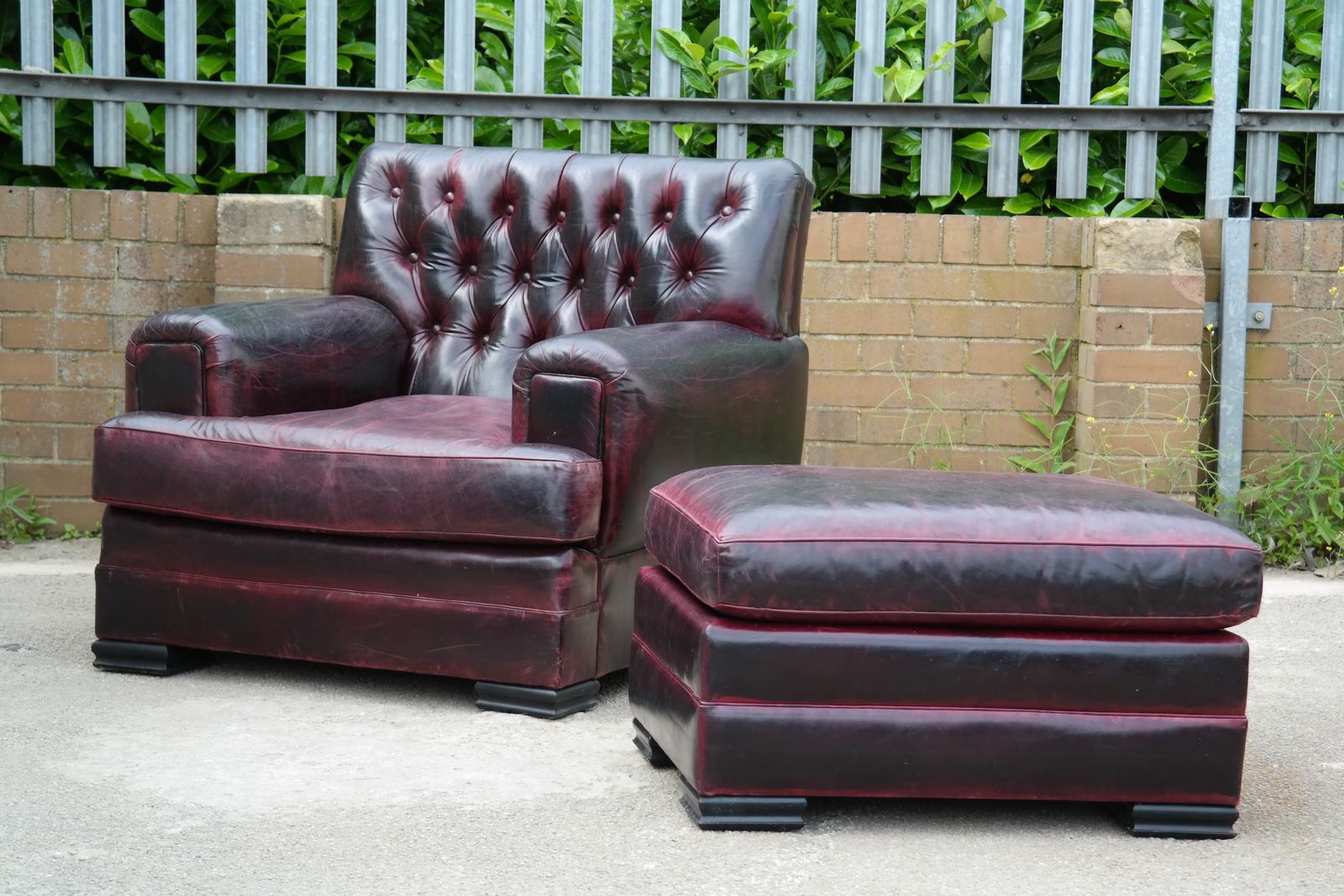 5000.0 Stunning Rare Ralph Lauren Errol Armchair Footstool Leather Burgundy photo